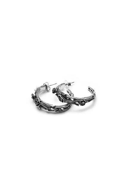 Stolen Girlfriends Club Twisted Rose Hoops - Silver