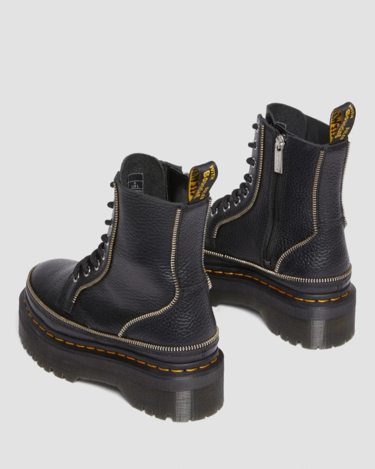 Dr. Martens Jadon Zip 8 eye Boot - Milled Nappa - Black