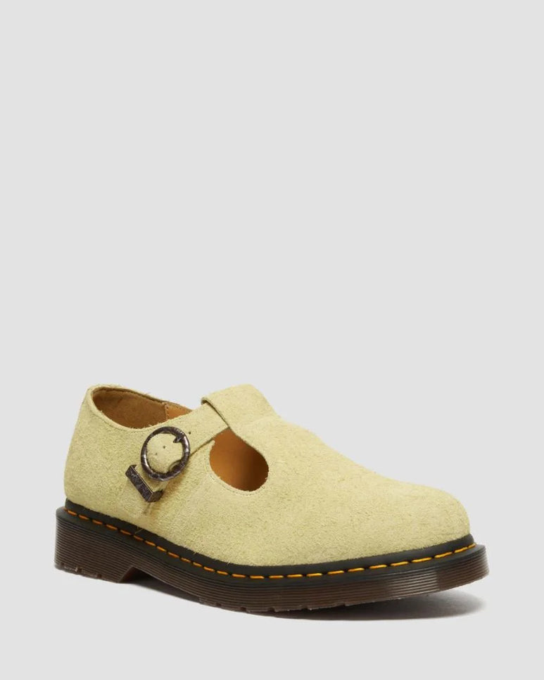 Dr. Martens T bar Shoe- Suede - Hazy Yellow