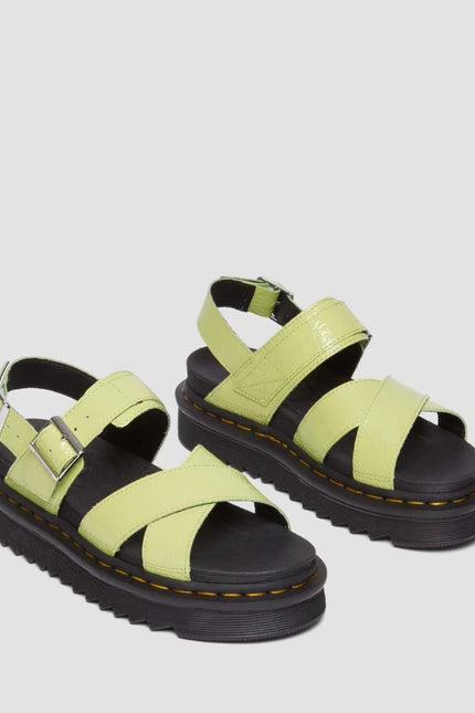 Dr. Martens Voss ii Cross Strap Sandal - Distressed Patent - Lime Green