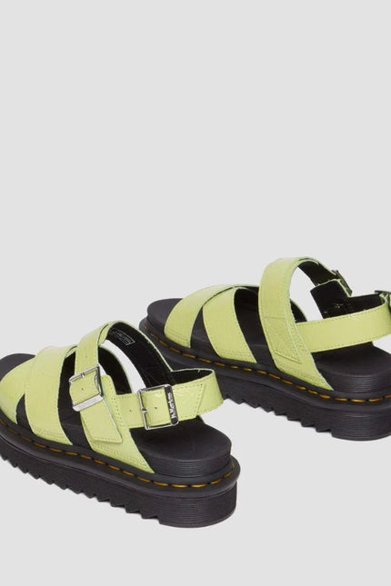 Dr. Martens Voss ii Cross Strap Sandal - Distressed Patent - Lime Green