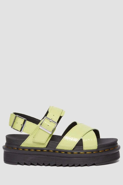 Dr. Martens Voss ii Cross Strap Sandal - Distressed Patent - Lime Green