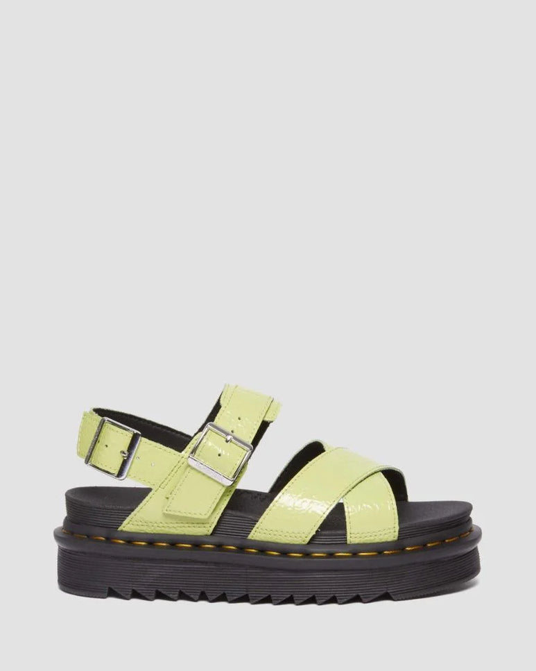 Dr. Martens Voss ii Cross Strap Sandal - Distressed Patent - Lime Green