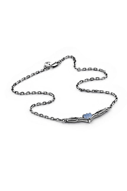 Stolen Girlfriends Club Twisted Thorn Heart Necklace - Silver/ Blue Lace Agate