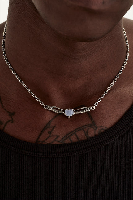 Stolen Girlfriends Club Twisted Thorn Heart Necklace - Silver/ Blue Lace Agate