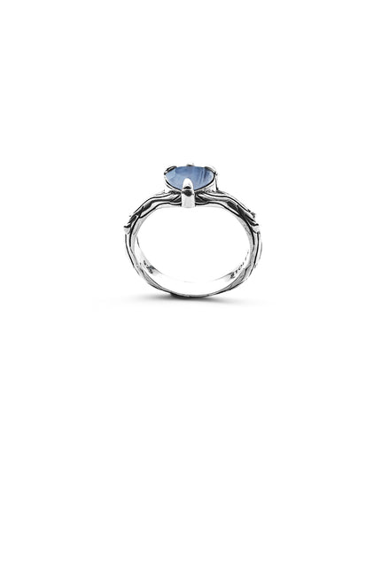 Stolen Girlfriends Club Twisted Heart Ring - Silver Blue Lace Agate