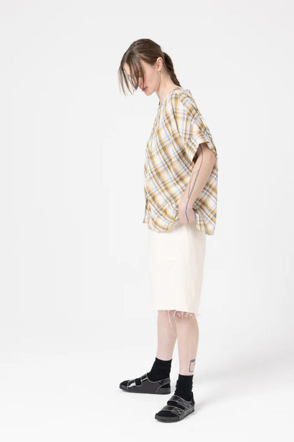 Company of Strangers   Object Tee -  Silk Cotton Check - Mustard Check