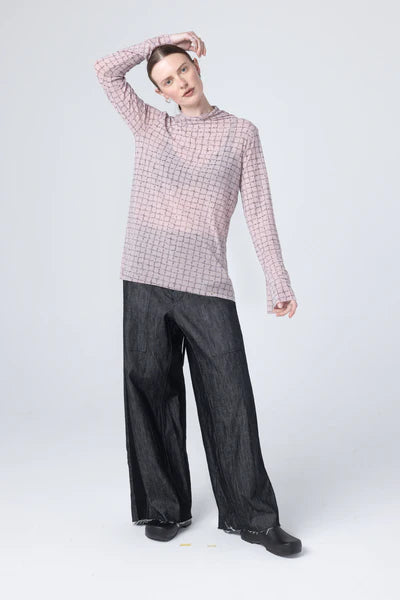 Company of Strangers Missed Top - Printed Nylon Mesh - Blush Grid