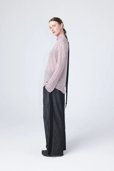 Company of Strangers Missed Top - Printed Nylon Mesh - Blush Grid