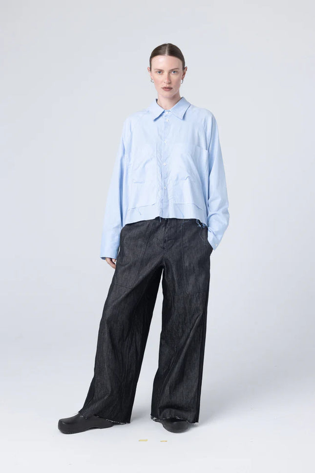 Company of Strangers Perfect Day Crop Shirt - Cornflower