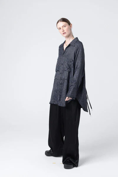 Company of Strangers Perfect Day Shirt - Printed Rayon - Black Paisley