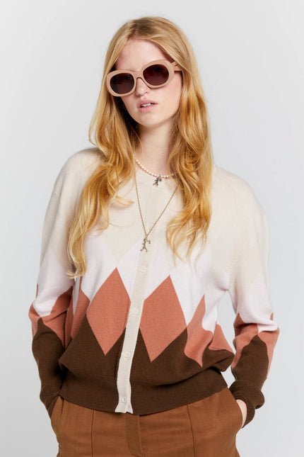 Karen Walker Posy Cashmere Cardigan - Autumn Argyle