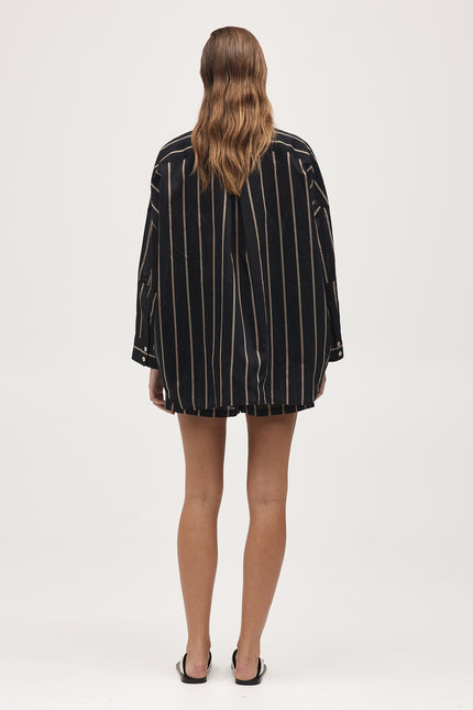 Marle Alisa Short - Cotton/Silk - Black Stripe