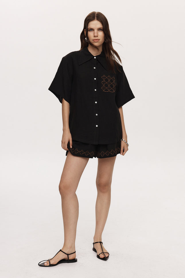 Marle Alisa Short - Linen - Black