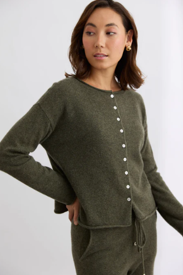 Mia Fratino Reversible Button Cardi - Military