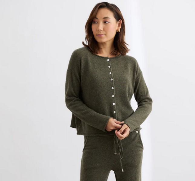 Mia Fratino Reversible Button Cardi - Military