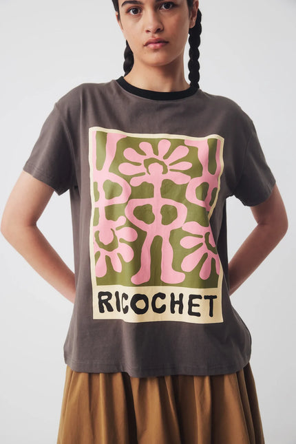 Ricochet Aiden Tee - Charcoal + Pink