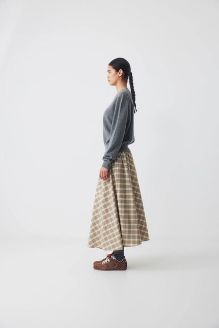 Ricochet Maria Skirt - Dark Beige Plaid