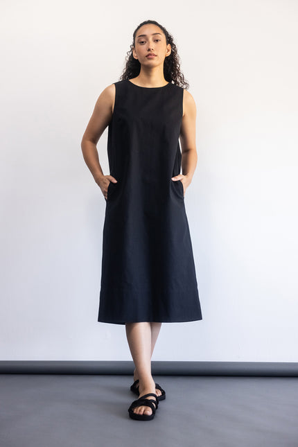 Standard Issue Cotton Broadcloth Dress - Black