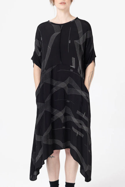 Company Of Strangers Circle Dress - Viscose - Process Print Black