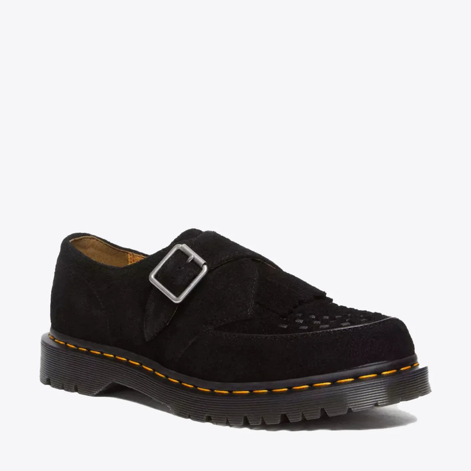 Dr Martens Ramsay Monk Strap Shoe - Desert Oasis Suede - Black