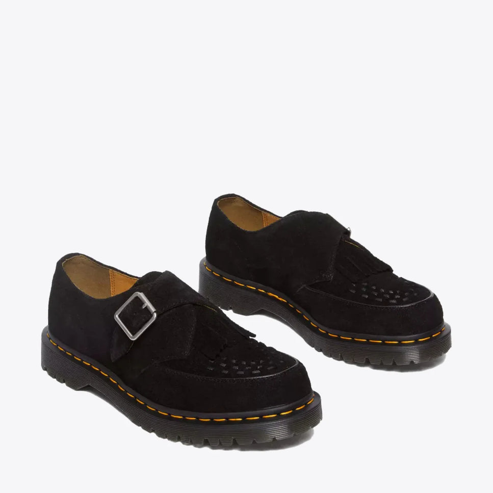 Dr Martens Ramsay Monk Strap Shoe - Desert Oasis Suede - Black