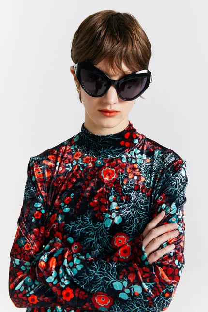 Karen Walker Electric Velvet Dress - Black Multi