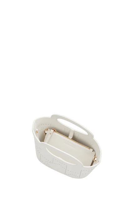 Karen Walker Monogram Basket Small - Lasercut Leather- White