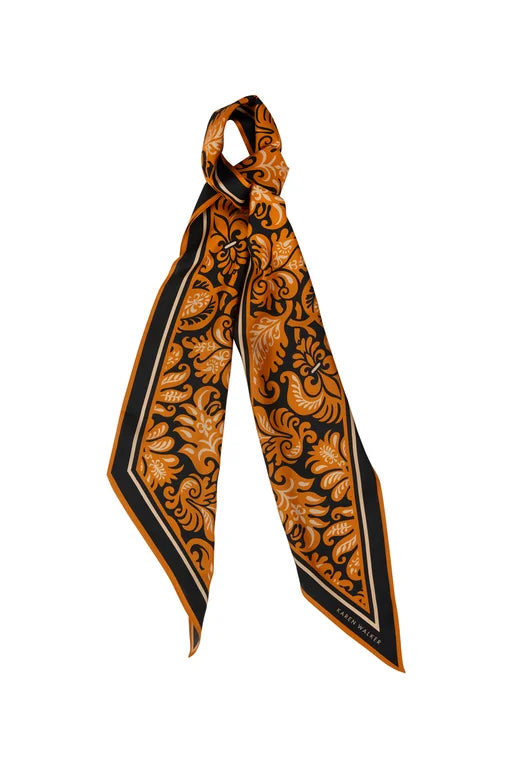 Karen Walker Tapestry Floral Sash Scarf - Silk Twill - Tobacco Multi